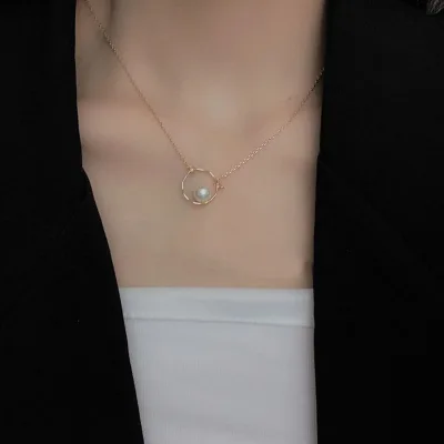 Korean Style Korean Simple Geometric Pearl Necklace Geometric Design