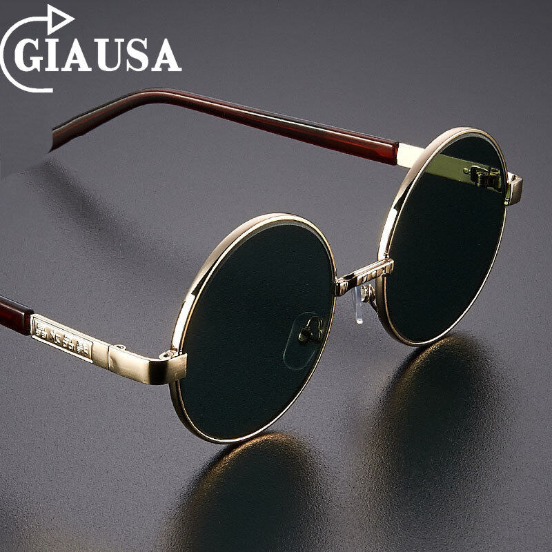 【GIAUSA】HD Crystal Polarized Glasses for Fishing Men Sunglasses Vintage Fashion Metal Round Driving Summer Travel Beach Sun Protection Anti UV Anti Rad Shades for Men Original Brand S10