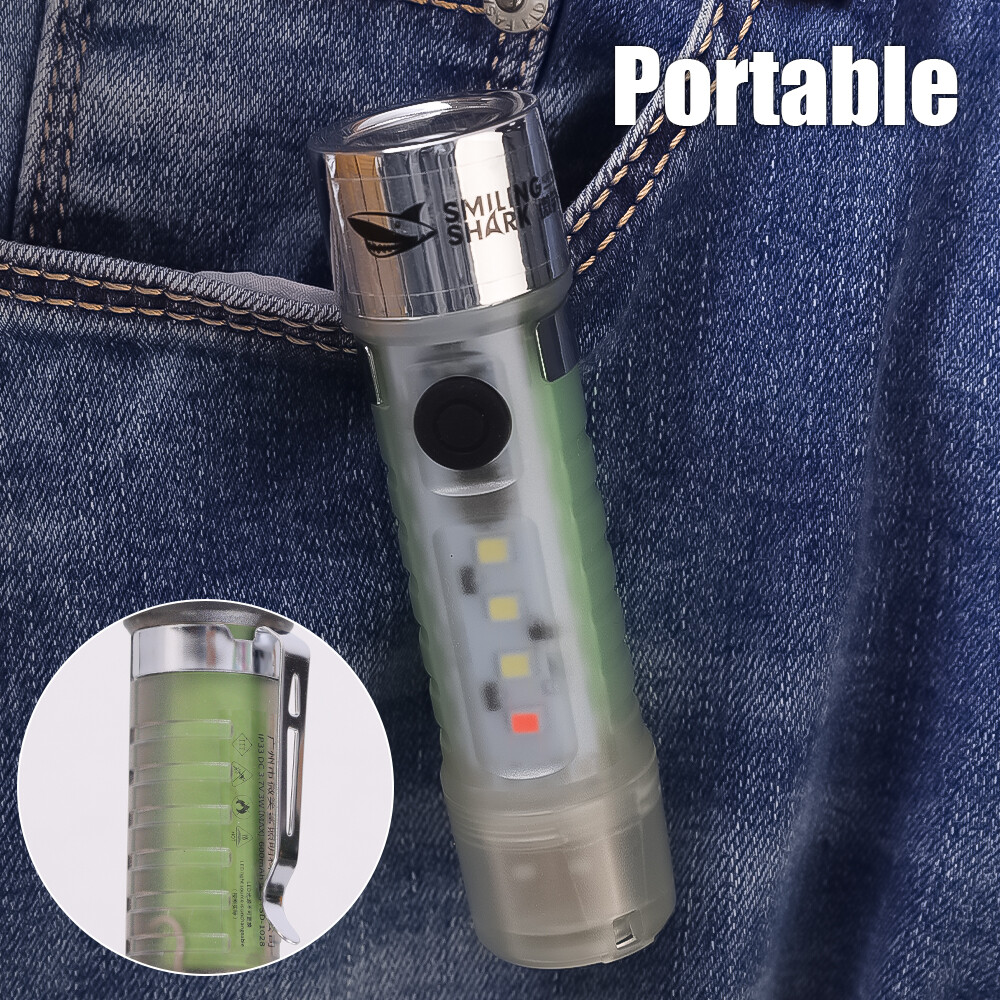 USB Charger Led Mini Strong Light Flashlight Multifunctional Portable Adsorption Hiking Super Bright Flashlight Outdoor Camping Emergency Lighting