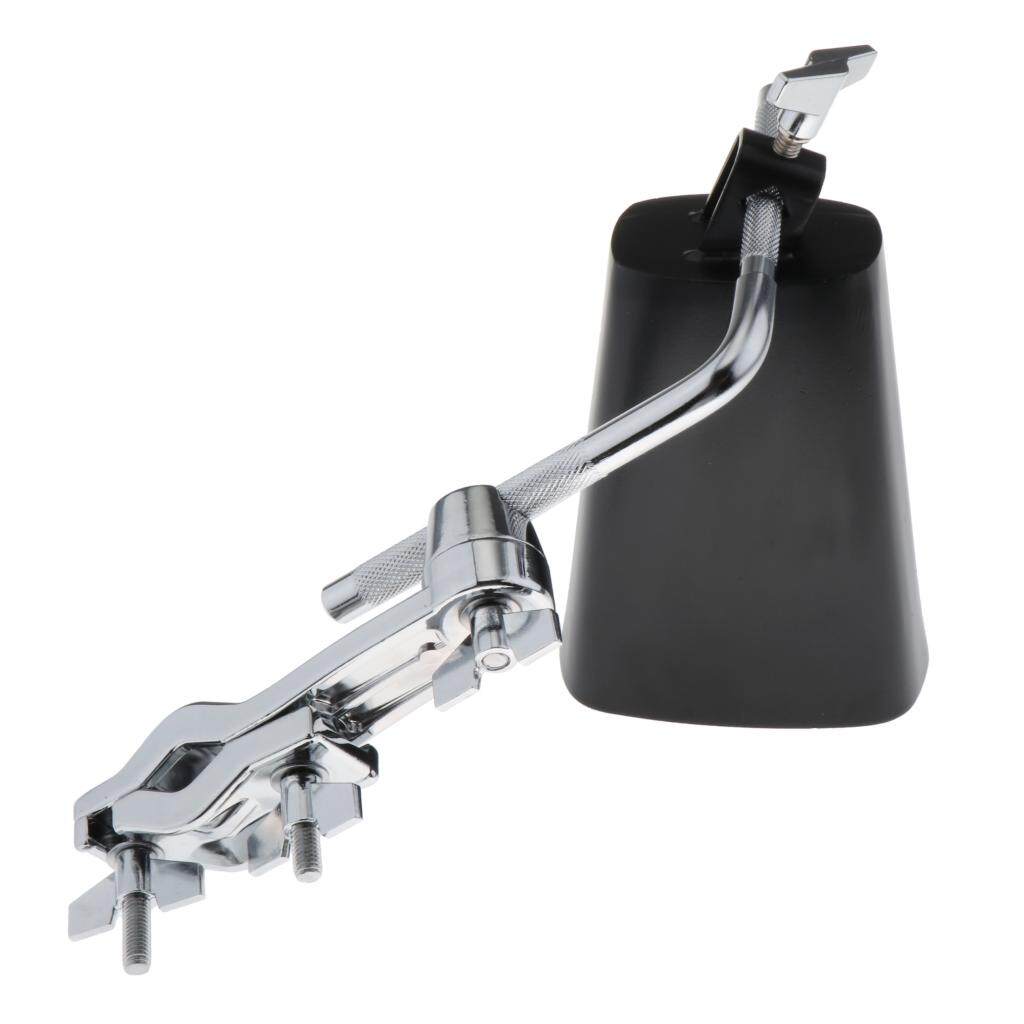 WDGREAT Cowbell เครื่องทำเสียงเครื่องมือสีดำสำหรับชุุดกลองกับ Mount Bracket