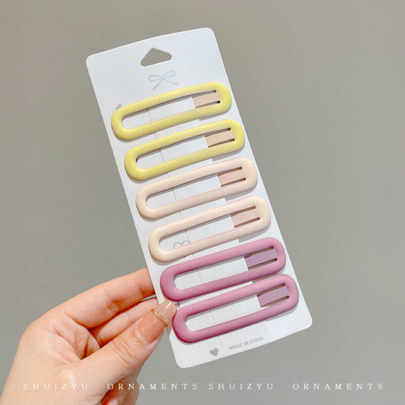 5 Pcs/set Geometric Square Color Hair Clip For Women