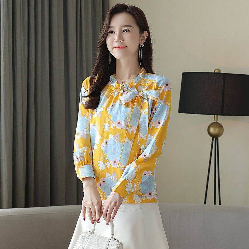 New Korean Style Long Sleeve Chiffon Shirt Women deals