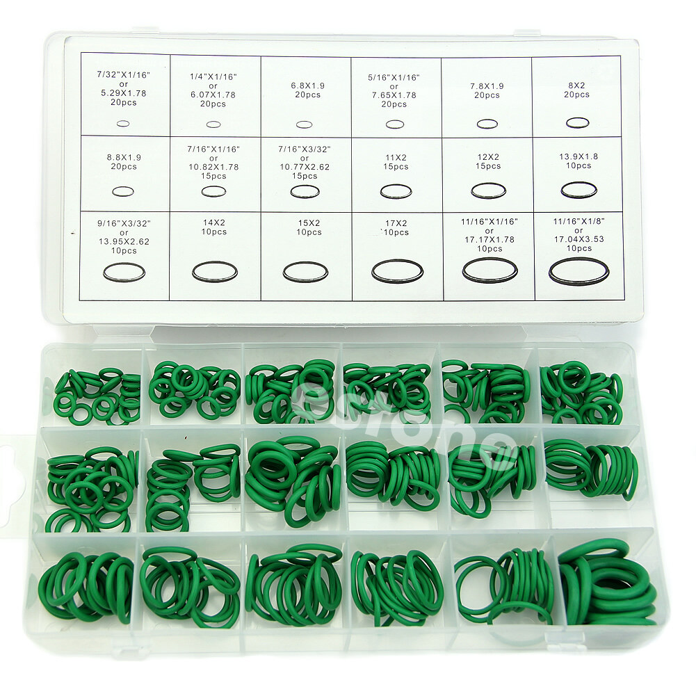 Bộ 270 vòng chữ o 18 cỡ màu xanh lá cây, vòng đệm o hệ mét cao su nitrile