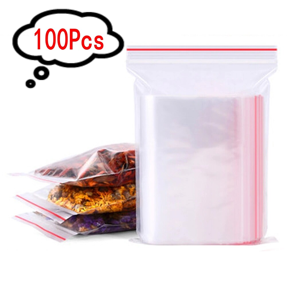 100pcs/pack Small Zip Self Plastic Bags Reclosable Transparent OPP Bag Storage Bag Poly Clear Bags