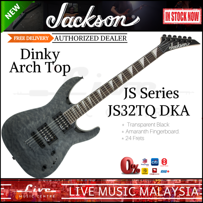 Jackson JS-32TQ - JS Series Dinky Arch Top Electric Guitar, Transparent Black (JS32TQ/JS 32TQ) Malaysia