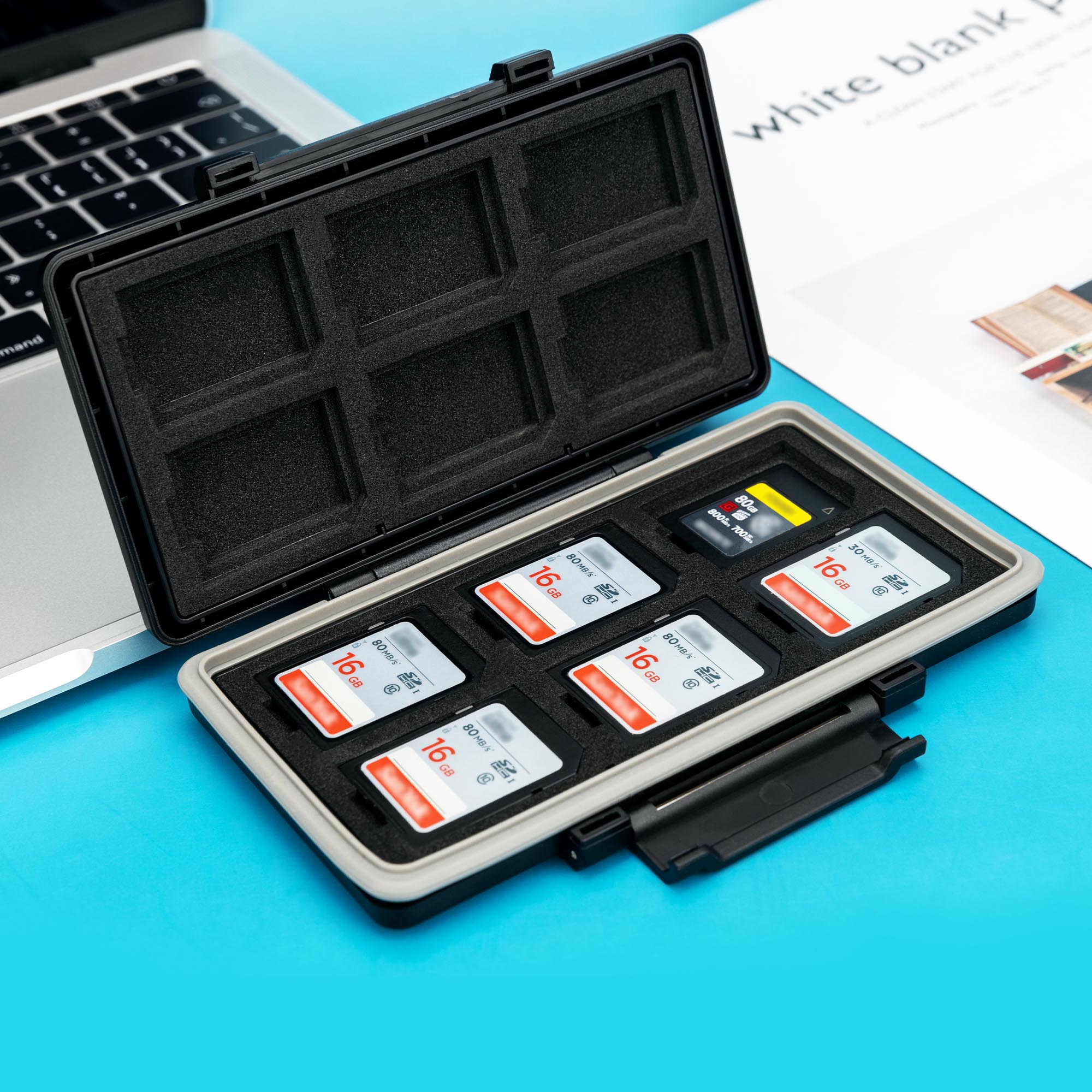 Hộp đựng thẻ nhớ SD SDHC SDXC chống thấm nước JJC Ngăn chứa thẻ tổ chức lưu trữ thẻ CFexpress Loại A, với miếng đệm mút Eva và có vòng đệm silicon để bảo vệ tốt