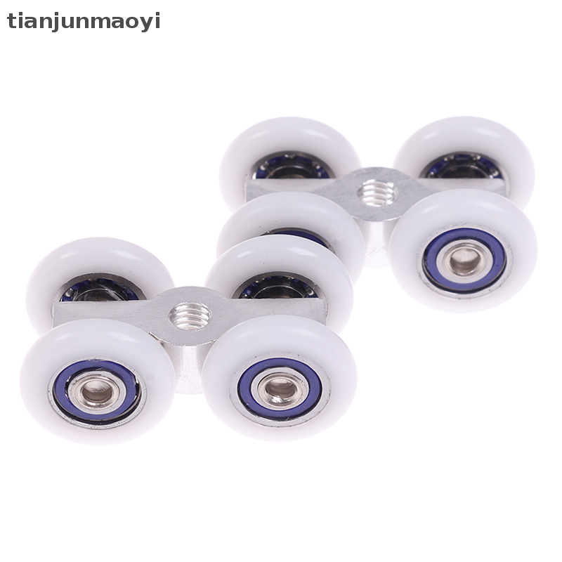 [tianjunmaoyi] 1Pair Sliding Door Rollers 4 Wheels Hanging Home Door Accessories Hardware