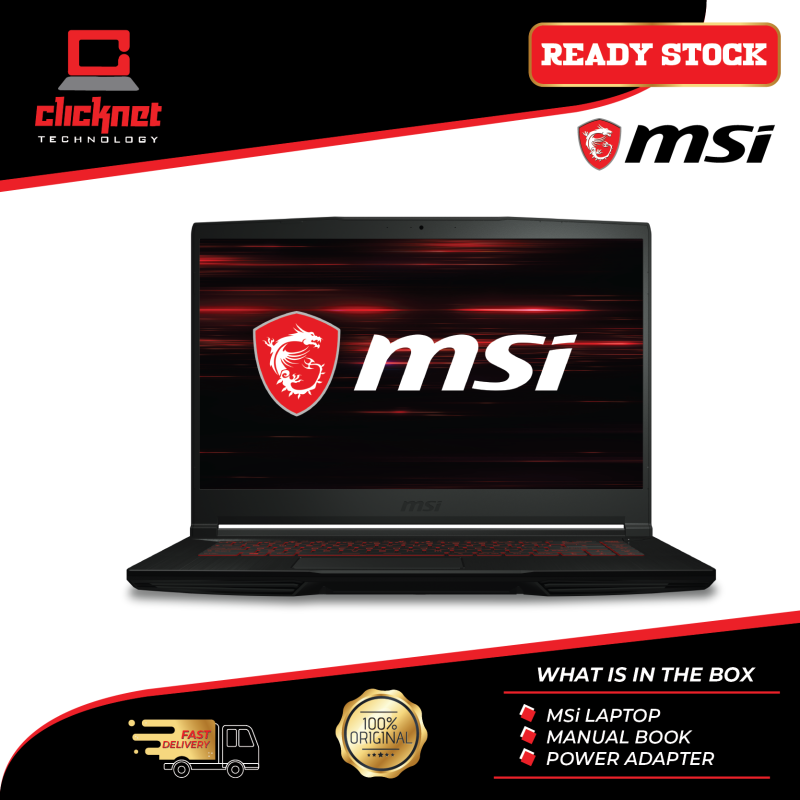 MSI Gaming Laptop Thin GF63 10SCXR-401BN 15.6 -Inch FHD Black ( i5-10300H, 8GB, 256GB SSD, GTX1650 Max-Q 4GB, W10 ) Malaysia