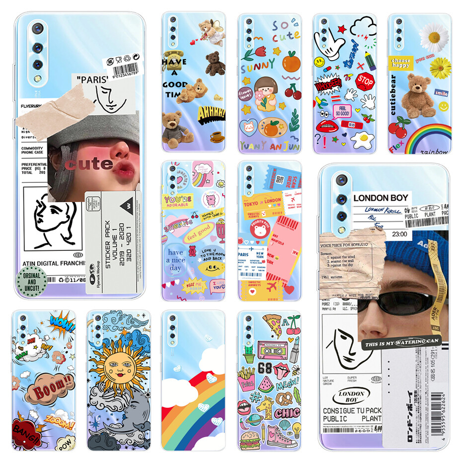 For Vivo S1 1907 Phone Case Clear Transparent Soft Silicon Fashion Art Label Cover For VIvo S1 Casing