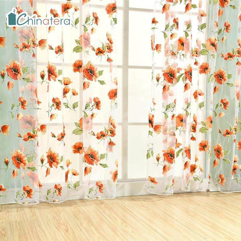 Rèm In Hoa Chinatera 100X200Cm, Rèm Vải Tuyn Mỏng Trang Trí Cửa Sổ Nhà Cửa