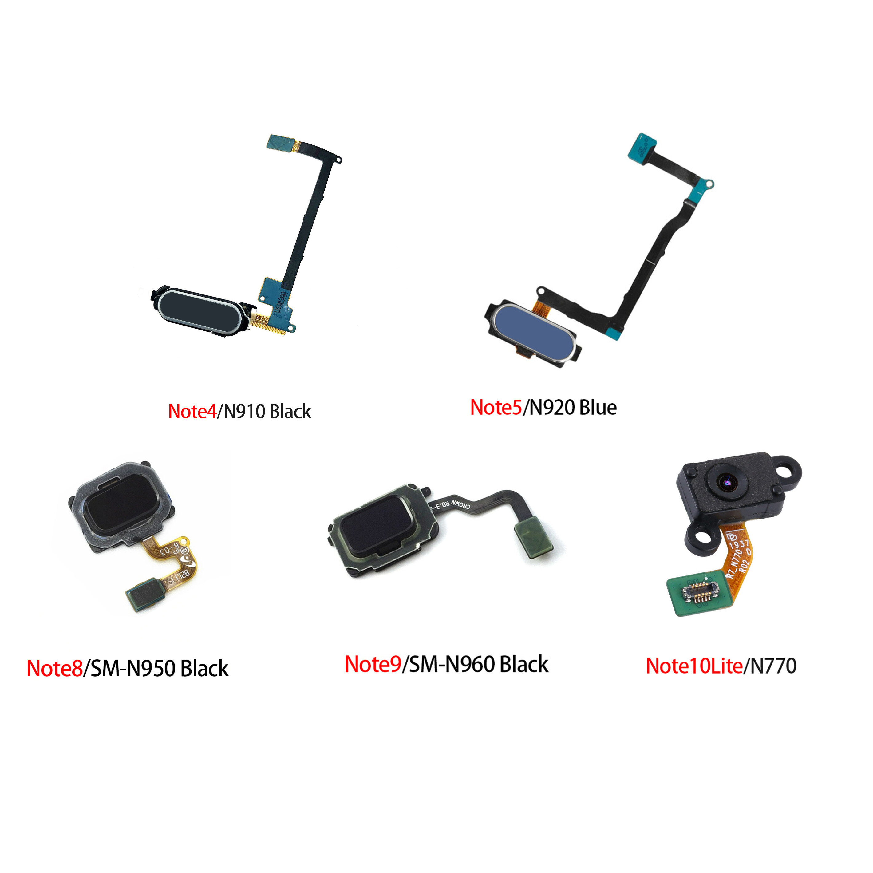 For Samsung Note4 N910 Note5 N920 Note8 N950 Note9 N960 Note10 Lite N770 Home Button Touch Fingerprint Sensor Flex Cable Replacement Parts