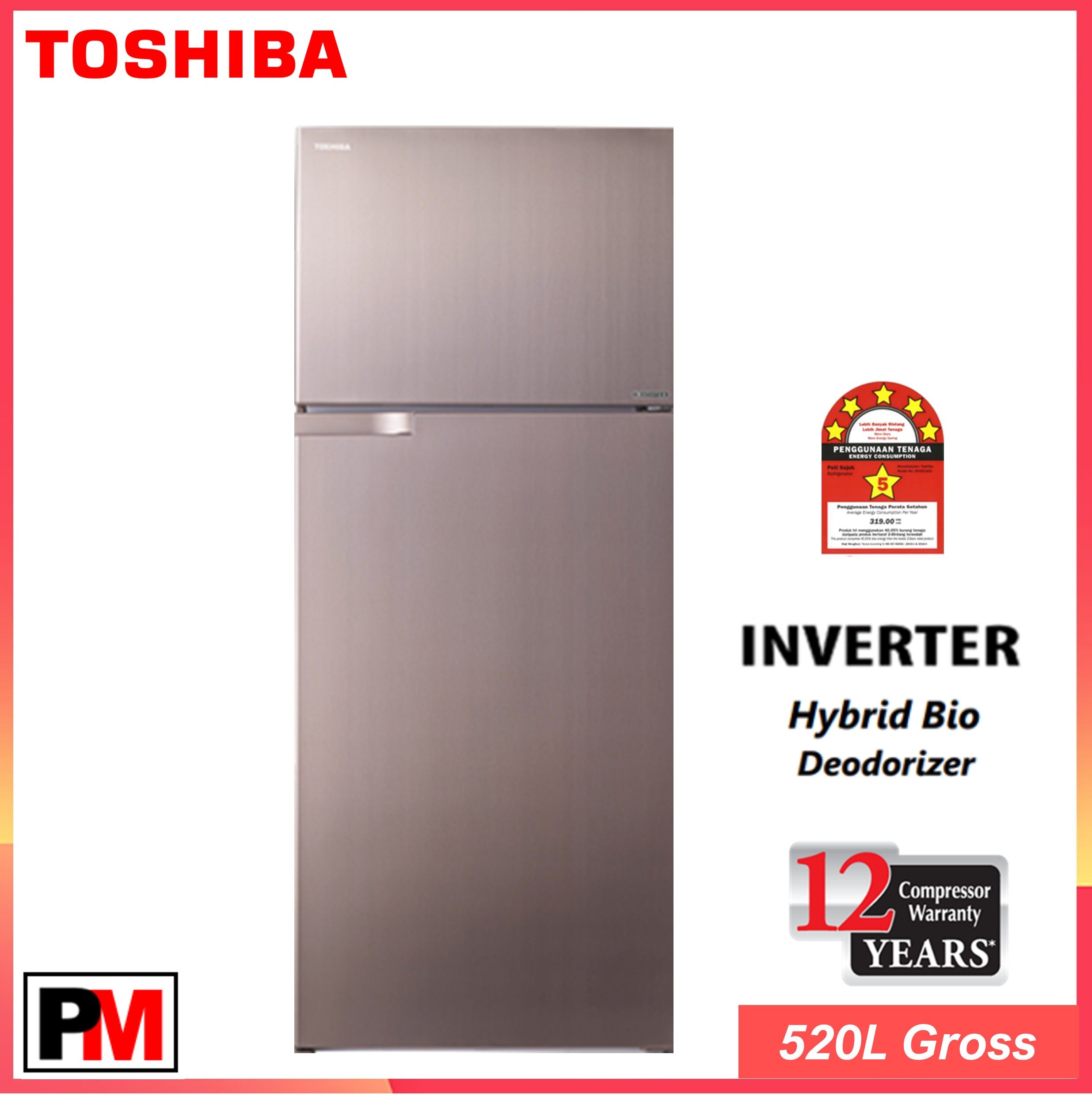 toshiba 520l fridge