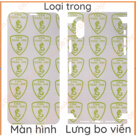 Dán PPF cho iphone x/ xs/ xs max màn hình, mặt lưng, full viền