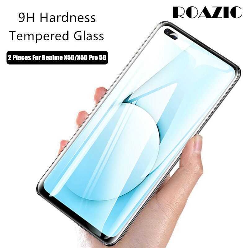 ROAZIC [2 Pieces] For Realme X50 X50 Pro 5G Screen Protector 9H Hardness Tempered Glass Full Cover Protective Film