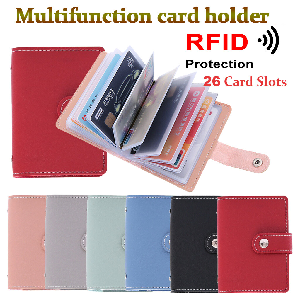 Women Men Leather Pocket 26Card ID Credit Card Holder Case Purse Business Wallet