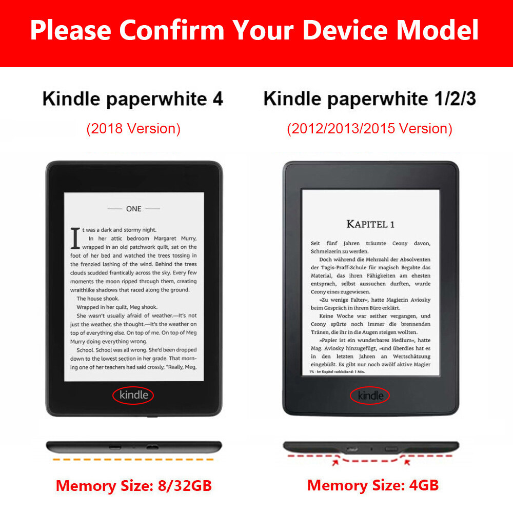 Bao Da PU Thông Minh Siêu Mỏng Vỏ Bảo Vệ Đầu Đọc Sách Điện Tử 6 "Cho Amazon Kindle 8/10 Gen Paperwhite 1/2/3/4