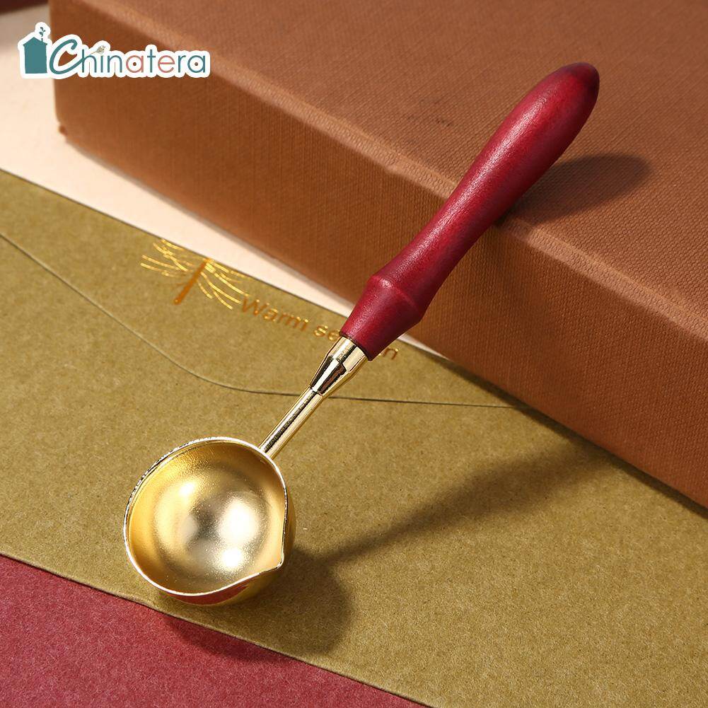 [Chinatera] Vintage Wood Handle Sealing Wax Spoon Metal Seal Stamp Wax Bead Tablet Melting Spoons for Scrapbooking Album Envelope Decorative Craft