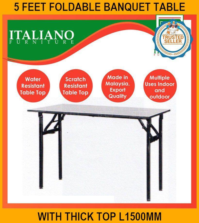 5 Feet Foldable Banquet Table With Thick Table Top L1500mm X W600mm X H750mm Melamine Lazada