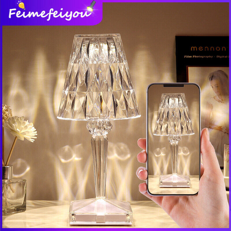 Table light nordic desk lamp modern luxury lampu led light for bedroom 16 colors led night light creative acrylic usb rechargeable light with remote control