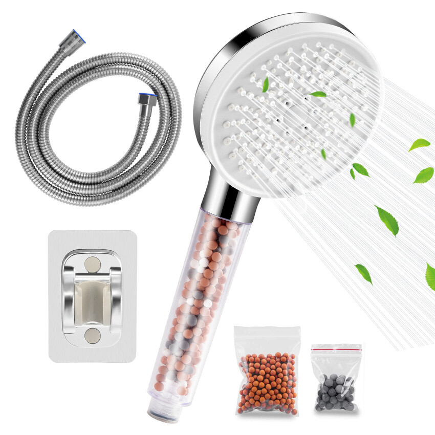 Shower Head, 5 Modes Filter Shower Head High Pressure Add 1.5m Hose And Bracket, Universal Hard Water Softener Shower Head With Extra Replaceable Accessories Product