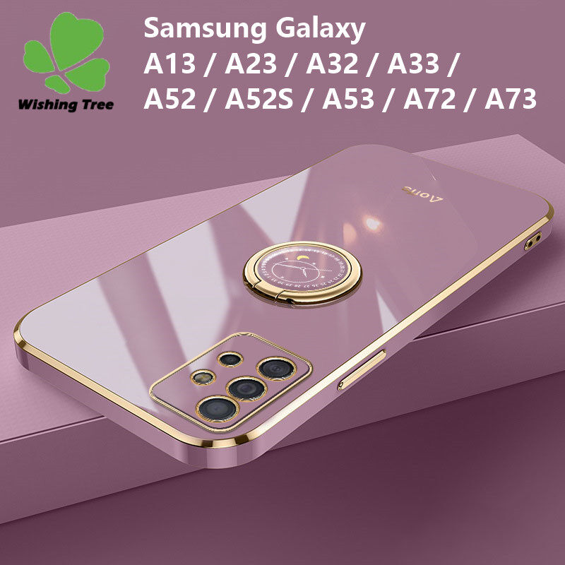 For Samsung Galaxy A04S / A13 / A23 / A32 / A52 / A52S / A53 / A72 / A73 Phone Case Luxury Gilding Plating TPU Shockproof All inclusive Protective Case Bring Bracket