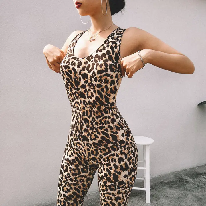 leopard print one piece jumpsuit