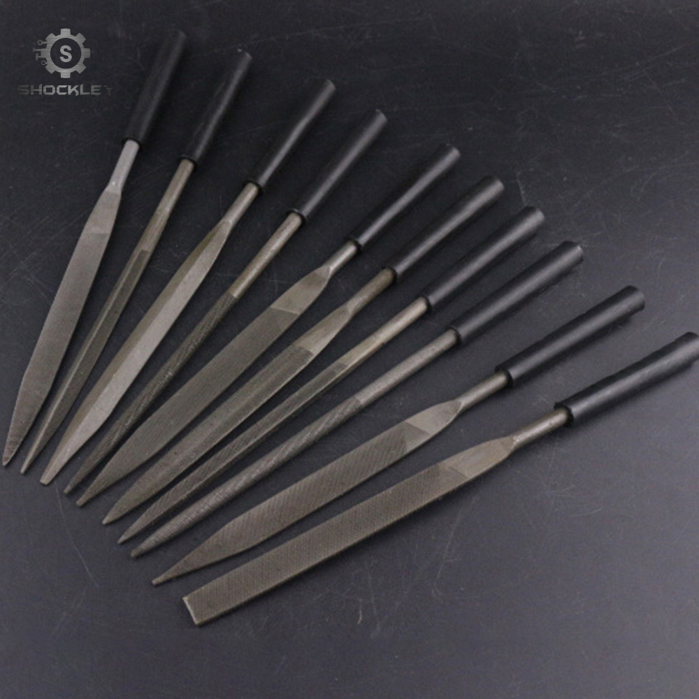 Shockley Bộ 10 Cái/5 Cái Dũa Kim Loại Kim Cương Mini Dũa Kim Tròn Siêu Nhỏ Bộ Dũa Phẳng Hình Vuông Tam Giác Dụng Cụ Dũa Tinh Xảo Trang Sức Đá Gỗ Thủy Tinh Cho Thợ Kim Hoàn Thủ Công Sở Thích 3X140Mm