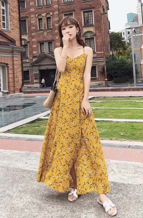 mustard beach dress