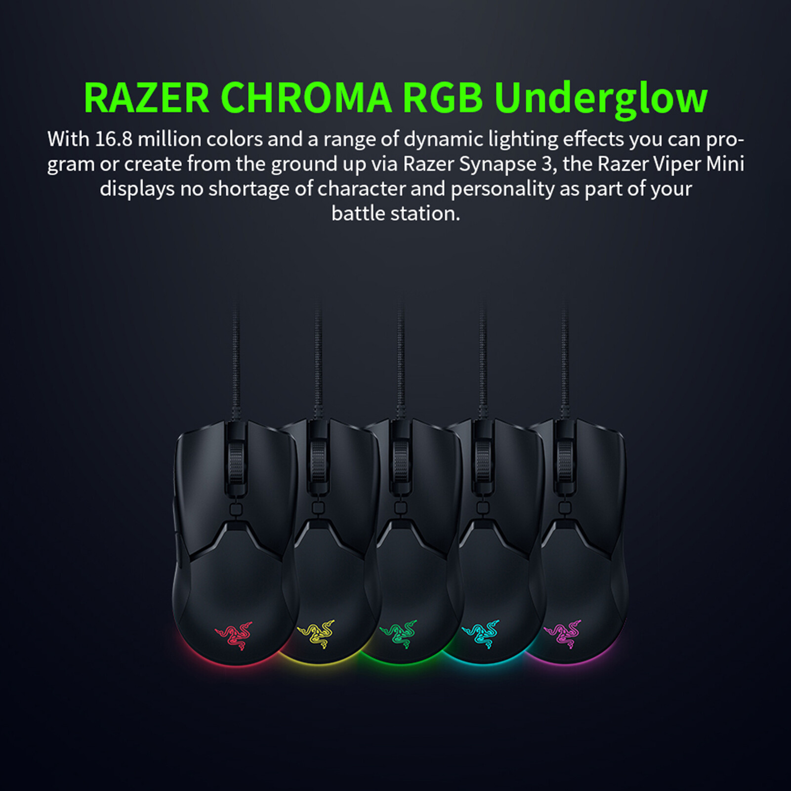 Cho Razer Viper Chuột Có Dây Cáp SPEEDFLEX Chroma RGB Nhẹ 8500DPI Cảm Biến Quang Chơi Game Mini Chuột Cho PC
