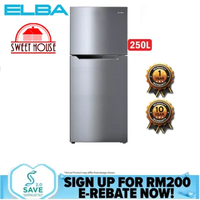 *2021* Elba Fridge 2 Door Refrigerator - Silver (250L) ER-G2521(SV) PETI SEJUK PETI AIS