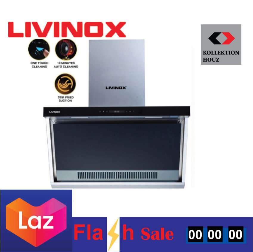 LIVINOX LCHGOSSAN90SS 90cm Wall Slanted Cooker Hood 90cm Auto Clean