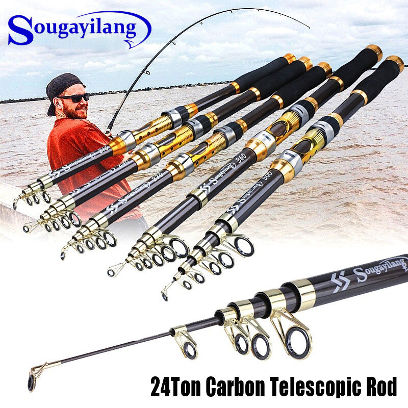 sougayilang fishing rod graphite portable spinning telescopic fishing pole