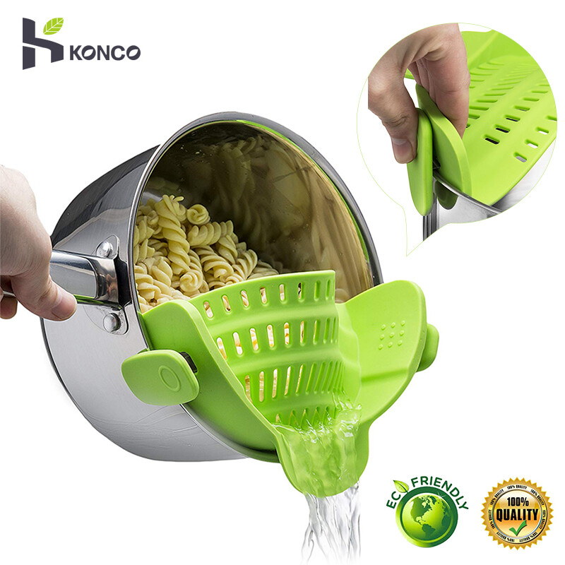 KONCO  Pot  Blowl Silicone Colander Pan Bowl Funnel Strainer Kitchen Rice Vegetable Washing Colander Kitchen Accessories Tool