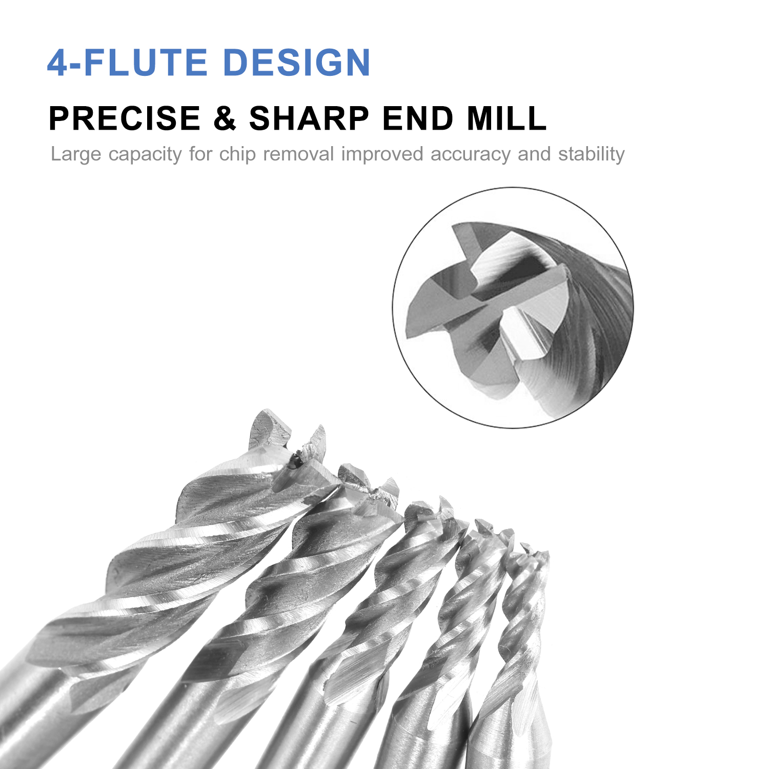 5 Cái Mũi Phay 4 Đầu Sáo Dao Phay Thép Cacbua Vonfram Router Bits Rotary Bits Công Cụ Thẳng Shank, Mũi Cắt Khắc Hai Lưỡi 6Mm-8Mm