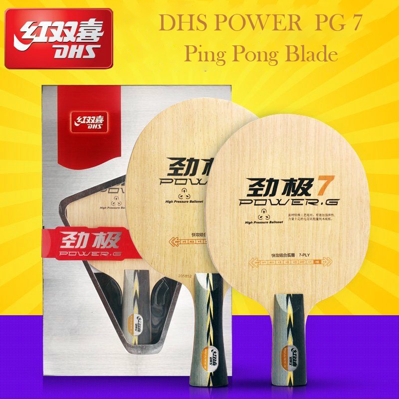 Ban đầu DHS điện PG 7 bóng bàn lưỡi (7 ply gỗ tấn công) vợt PG7 PG-7 bóng bàn mặt vợt