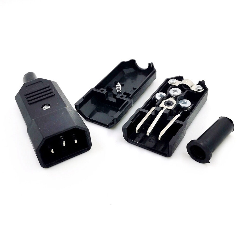 2 cái IEC320 C14 điện ổ cắm AC 3 pin nam đầu vào giắc kết nối ổ cắm điện gắn kết