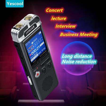 Yescool A90 Professional Voice Activated เครื่องบันทึกเสียงยาวเวลาเครื่องบันทึกเสียง PCM 1536 Kbps สนับสนุน TF - การ์ด MP3 ผู้เล่น