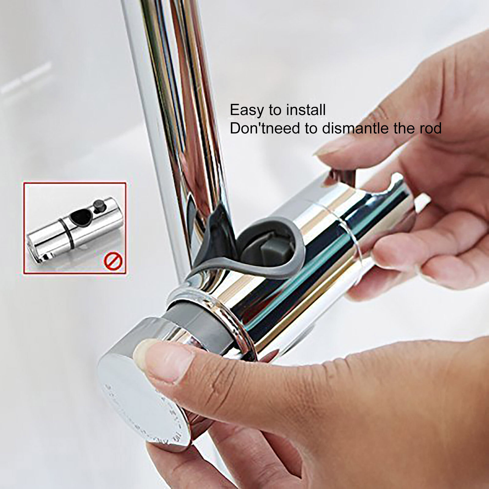 Hand Shower Bracket Adjustable 18-25 mm Rail Head Bracket Holder for Slide Bar
