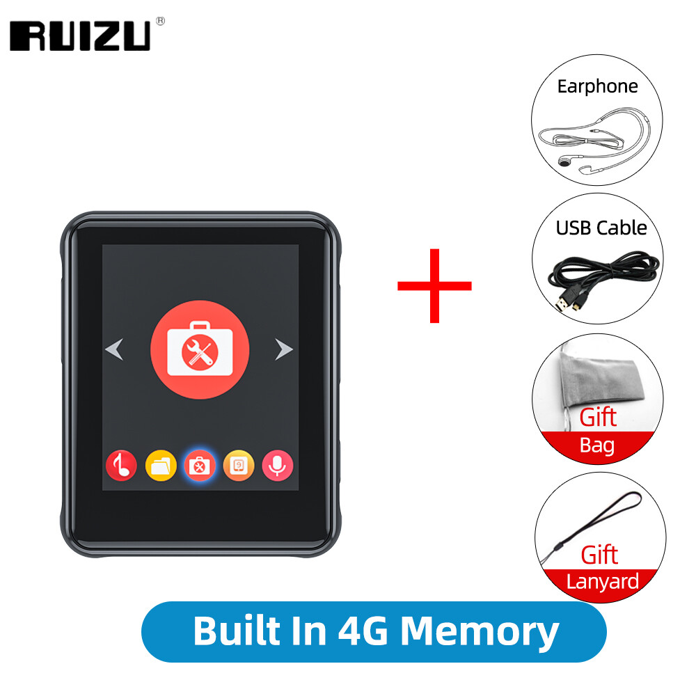 RUIZU X85 MP3 Player With Built-in Speaker Portable Audio Video MP4 Player HiFi Lossless Music Player Multifunctional Mini Walkman With FM Radio Voice Recorder E-Book Clock Video Player Support Expansion SD Card Up To 128GB