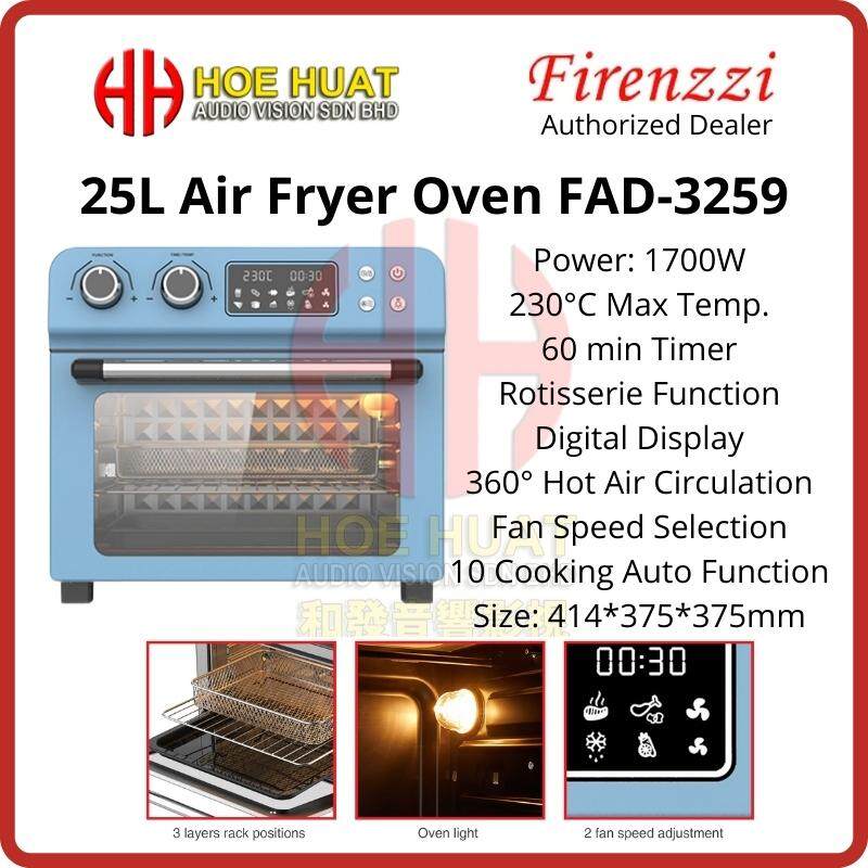 Firenzzi FAD3259 25L 2in1 Air Fryer Convection Oven with Rotisserie