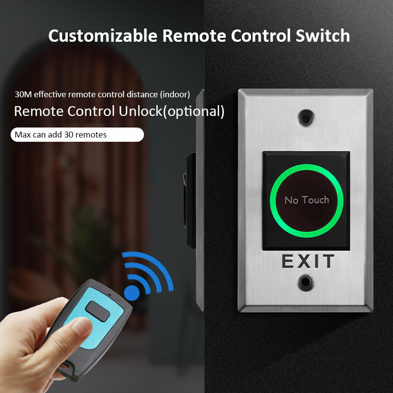 Dụng Cụ Mở Công Tắc Nhả Nút Thoát Không Chạm Đèn LED No COM NC Cho Hệ Thống Kiểm Soát Ra Vào Cửa Mở Ra