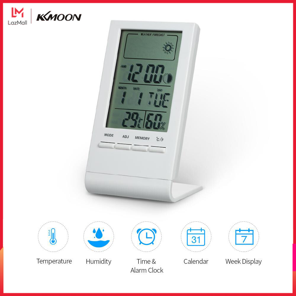 KKmoon Mini Digital Thermometer Indoor Hygrometer Room °C/°F Temperature Humidity Monitor Meter Gauge Alarm Clock Thermo-Hygrometer with Max Min Value Display