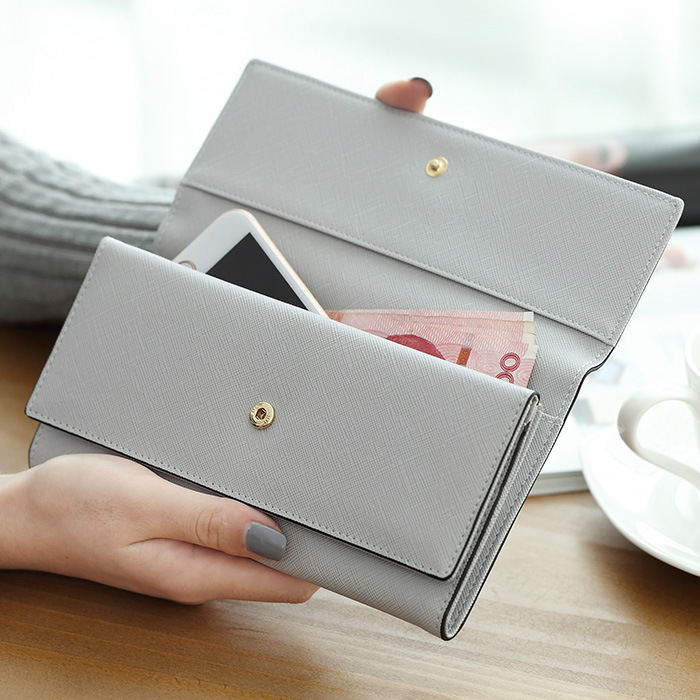Women Long Wallet Cross Pattern Tri-fold Large-capacity Multi-Card Slots Multi-function Fashion Wallet Clutch