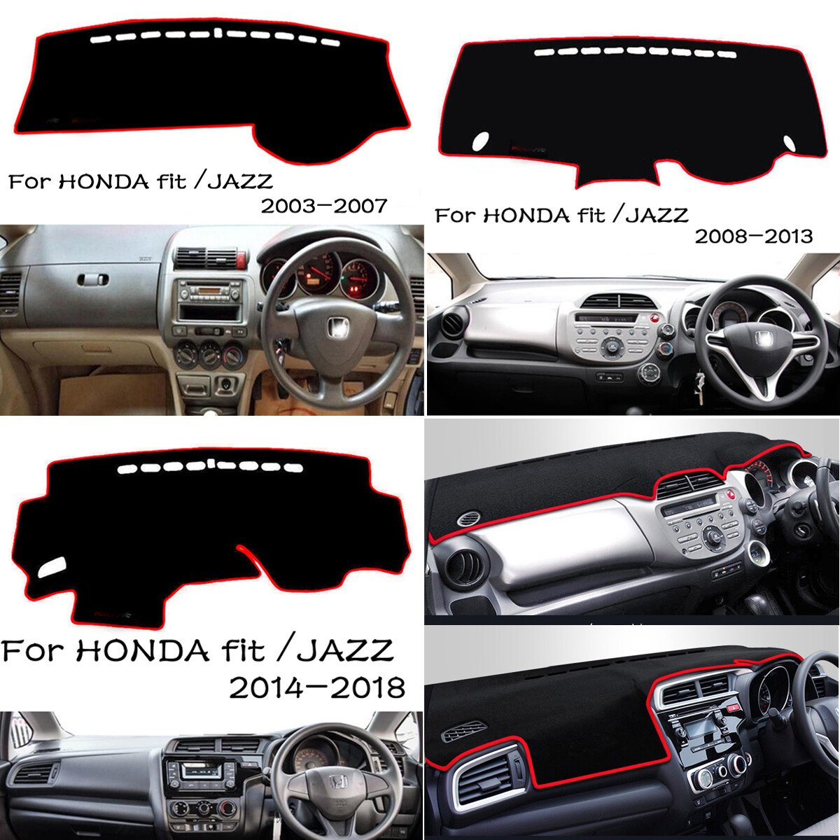 Dashboard mat for honda jazz fit 2003-2007 gd 2008-2013 ge 2014-2019 gk dash cover shading sun shade pad carpet interior