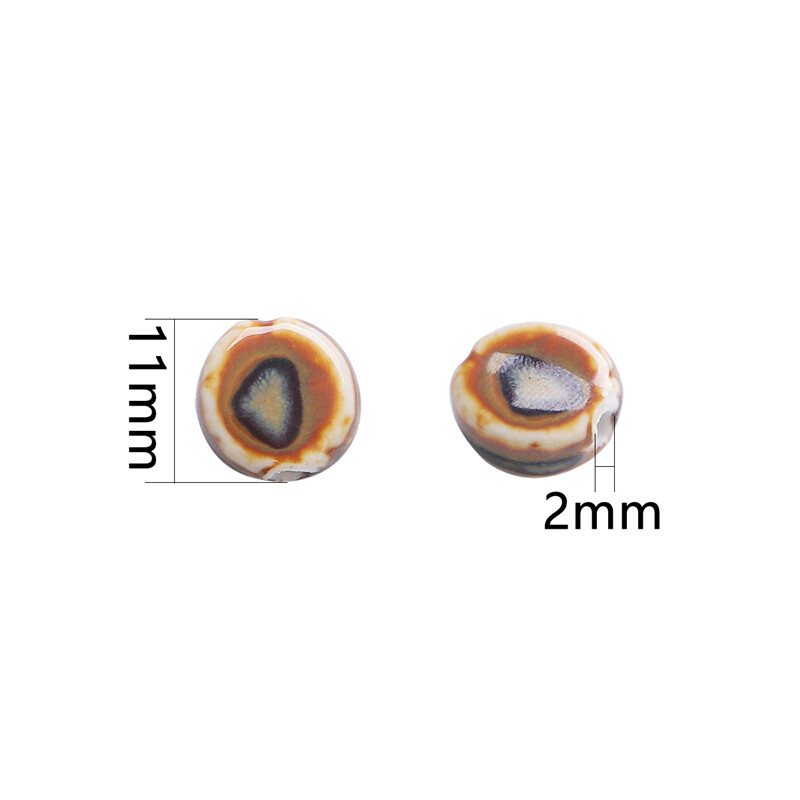 10 Cái/túi Hạt Charm Hình Đĩa Tròn Phẳng Sứ Trung Quốc Thủ Công Tinh Tế Độc Đáo Chất Lượng Cao 11Mm, Cho Bông Tai Vòng Cổ Vòng Tay Phụ Kiện Làm Thủ Công Trang Sức Tự Làm