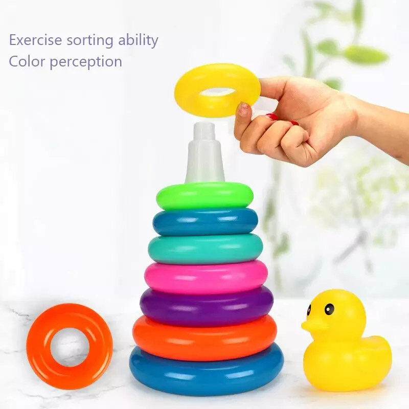 IQANGEL Bé Câu Đố Phát Triển Trí Thông Minh Cầu Vồng Tháp Bẫy Xếp Chồng Vui Vẻ Sớm Giáo Dục 0-1-2 Năm Tuổi Bé Cốc Đồ Chơi