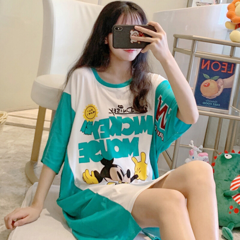 Nơi bán 2020 Bộ Đồ Ngủ Mùa Hè Sữa Áo Ngủ Bằng Lụa Ngắn Tay Hoạt Hình Cô Gái Kiểu Rộng Dễ Thương Váy Đáng Yêu Có Thể Được Mặc Bên Ngoài Nhiều Màu Tùy Chọn