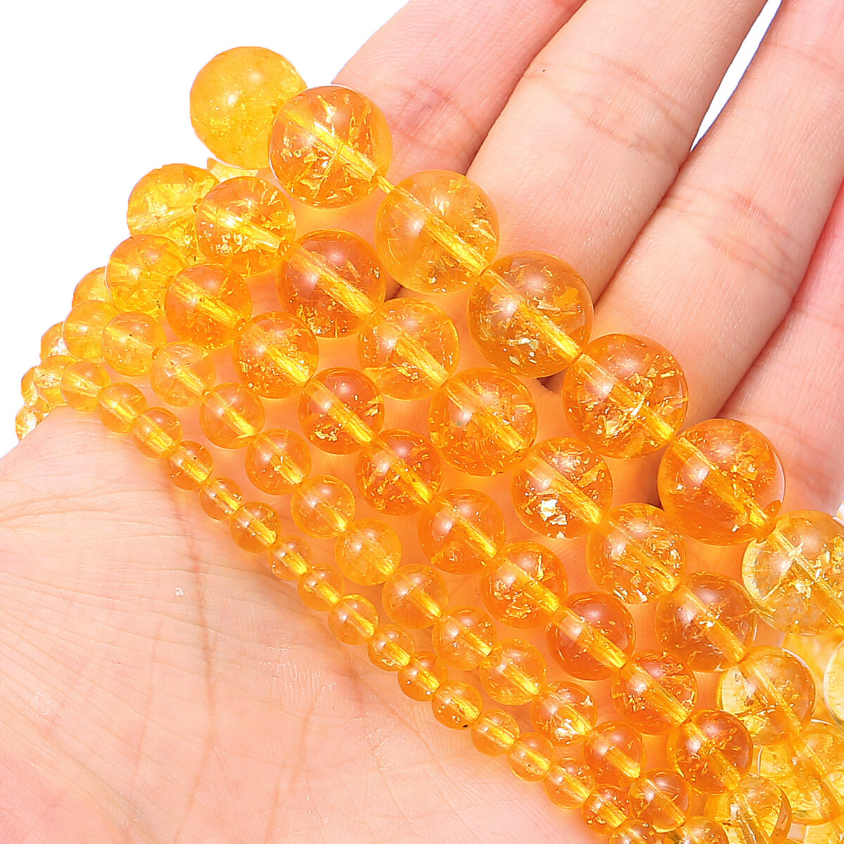 4/6/8/10/12mm Natural Stone Beads Yellow Quartz Round Loose Beads For Jewelry Making DIY Bracelet Necklace Earring Jewelry Accessories About 15''（38cm）