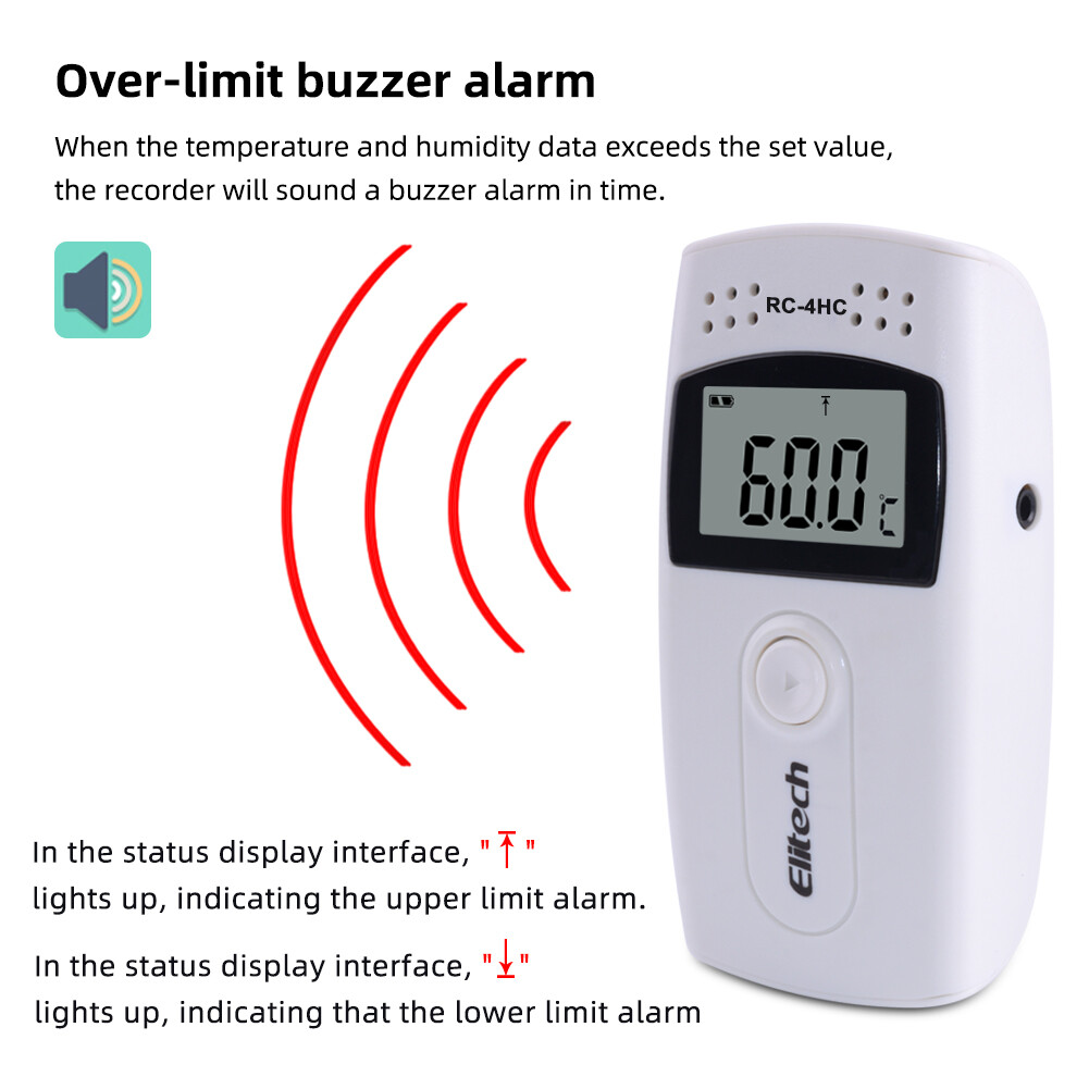 Digital Temperature Humidity Data Logger USB Temperature Recorder RC-4HC LCD with External Sensor -30~60C /-40~85C