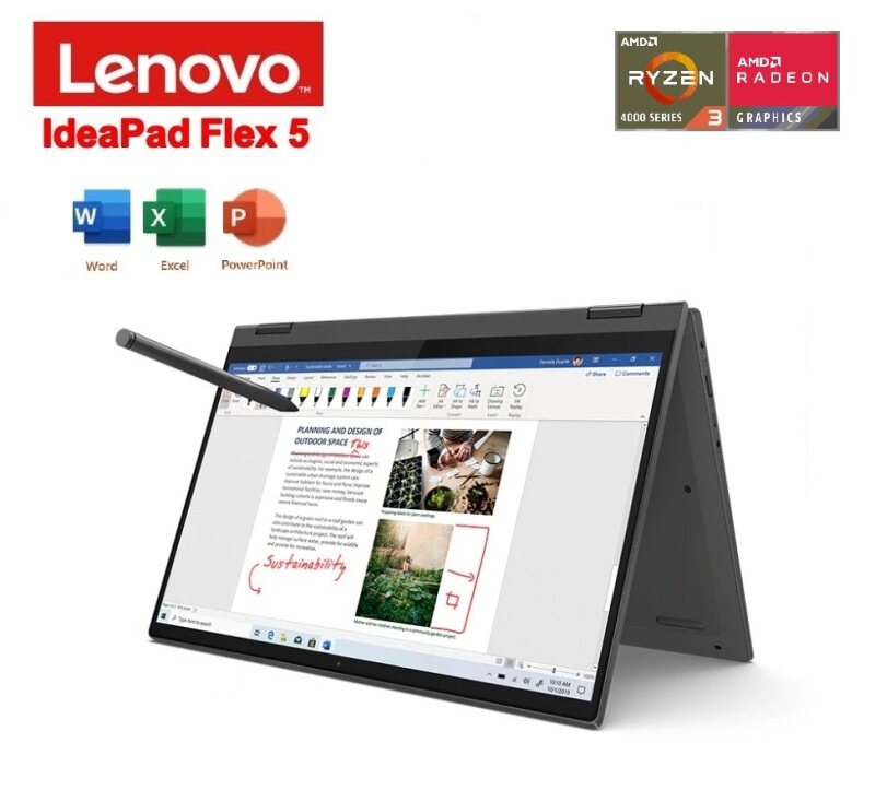 Lenovo IdeaPad FLEX 5-EQMJ 14 FHD Touch Grey (Ryzen 3 4300U, 8GB, 256GB, ATI, W10, FREE H & STUDENT) Malaysia
